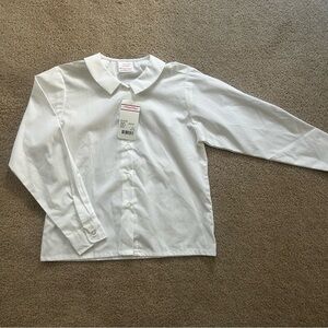 Youth Girls Flynn & O’Hara White Button Down Uniform Shirt Medium 10/12 NWT